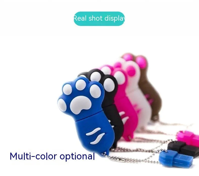 Cat claw cartoon USB flash drive in pink PVC shell with USB 2.0 interface