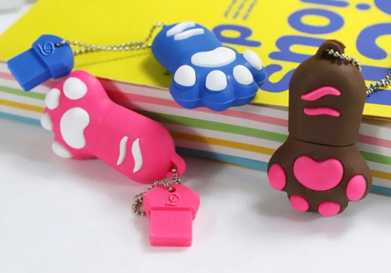 Cat claw cartoon USB flash drive in pink PVC shell with USB 2.0 interface