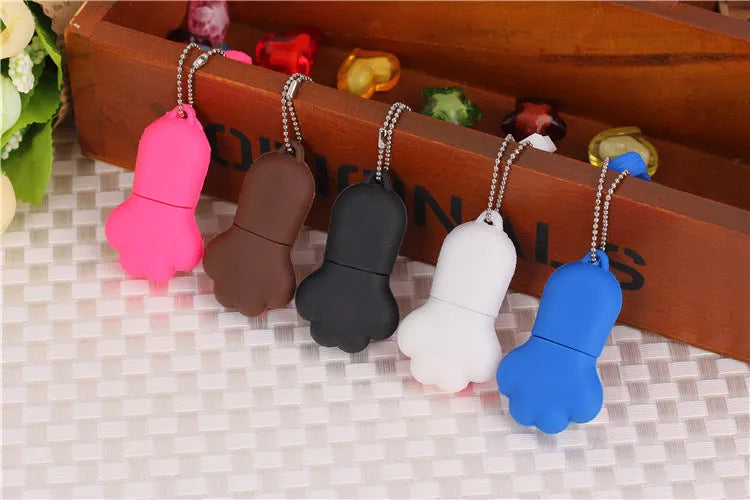 Cat claw cartoon USB flash drive in pink PVC shell with USB 2.0 interface