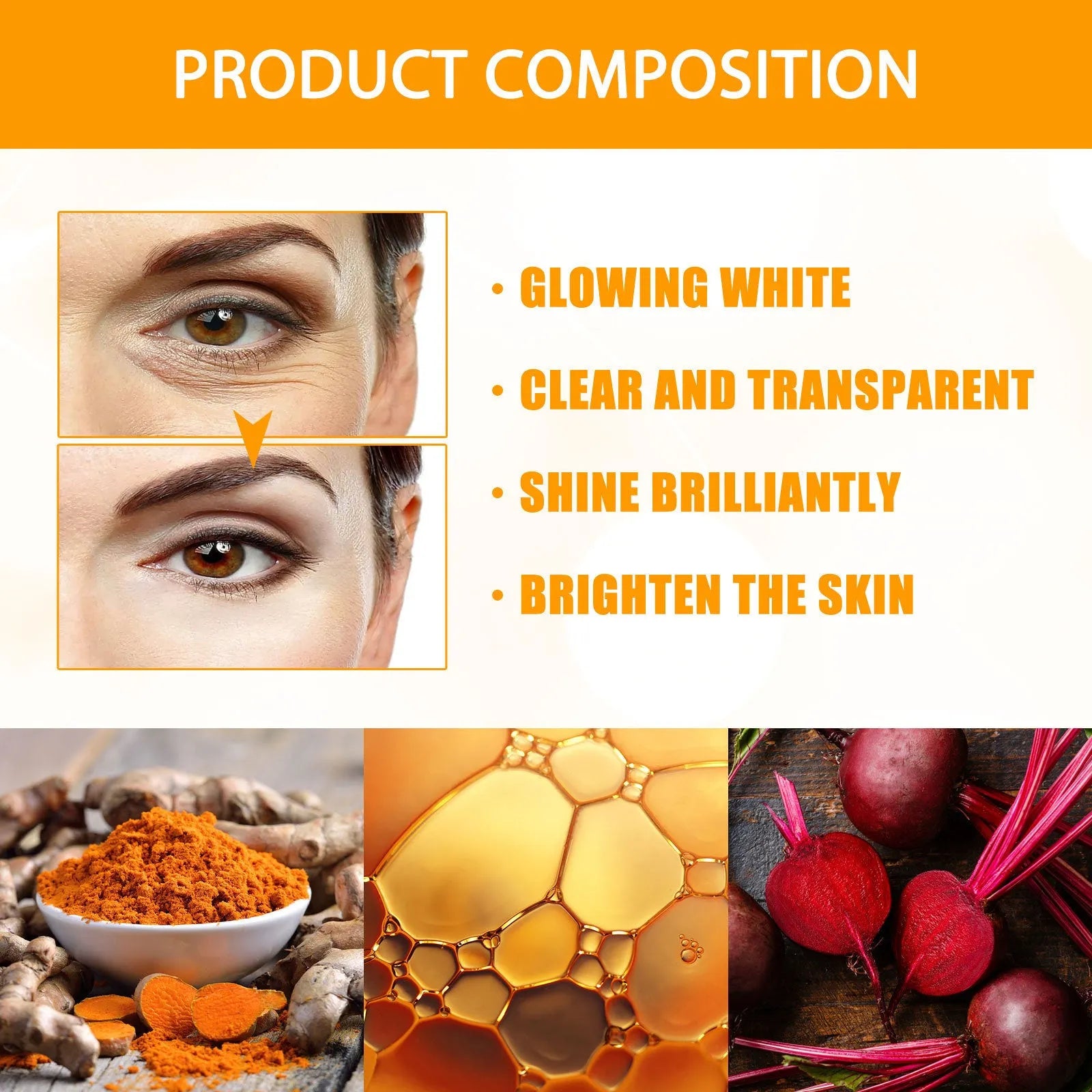 Turmeric Fade Wrinkles Firming Skin Beauty Cream 50g jar with natural ingredients for face brightening