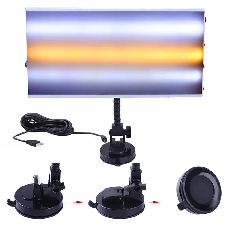 White car dent repair detector kit with concave inspection light and metal construction for professional automotive bodywork