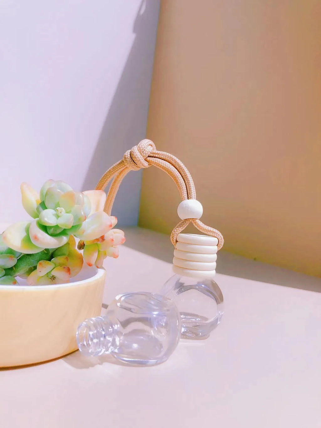 Car perfume pendant fragrance glass bottle in four container style options
