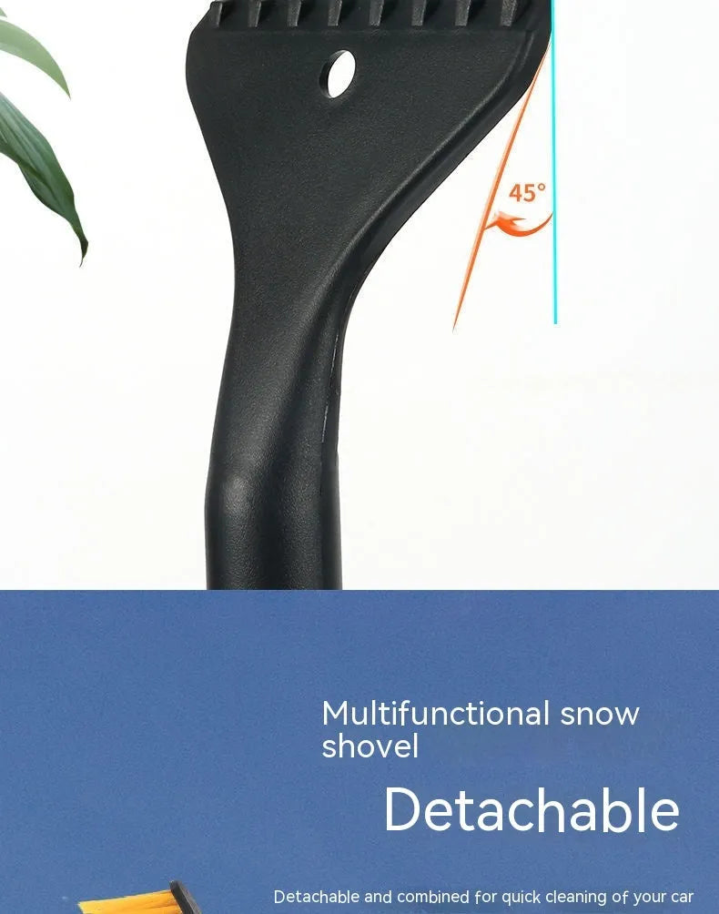 Winter car snow scraping brush with long handle for vehicle defrosting in blue and yellow colour options