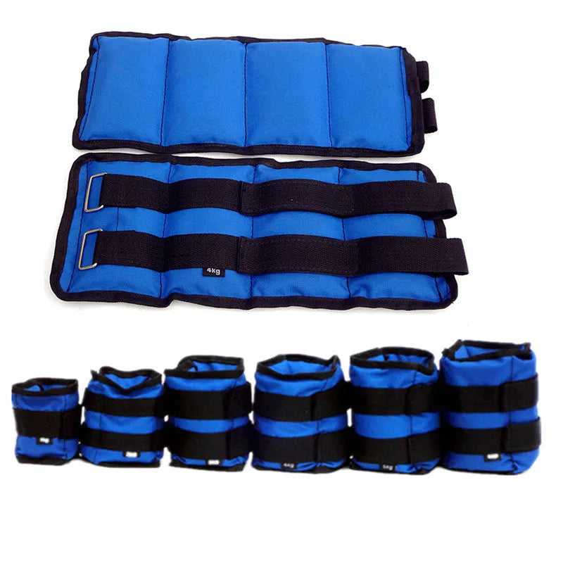 A pair of Oxford cloth legging sandbags for track and field running training.