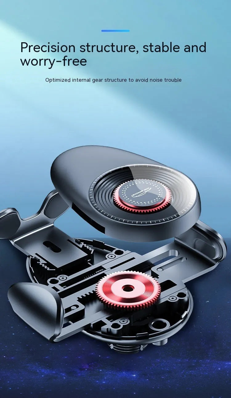 Black universal car air vent mobile phone bracket with adjustable clamping mechanism