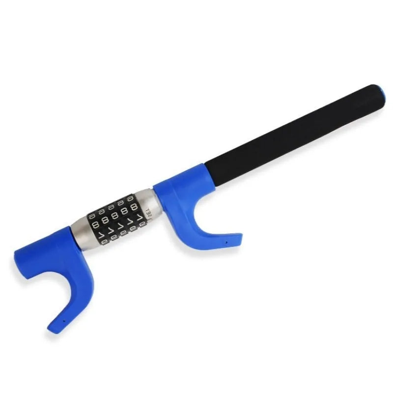 Car steering wheel anti-theft U-lock with combination dial in black, blue or red colour options