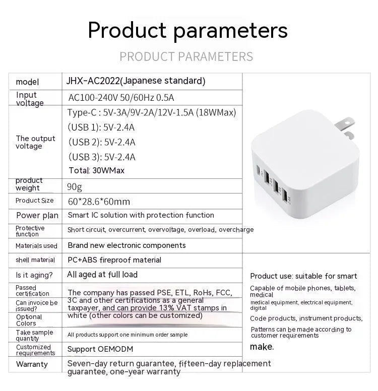 PD20W mobile phone charger in white with USB port on front