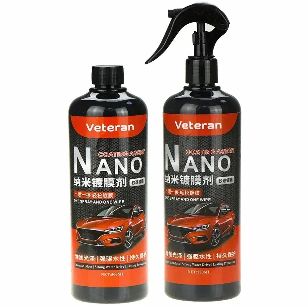 Car coating agent spray bottle with liquid polish for water-repellent vehicle protection