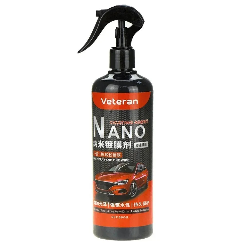 Car coating agent spray bottle with liquid polish for water-repellent vehicle protection