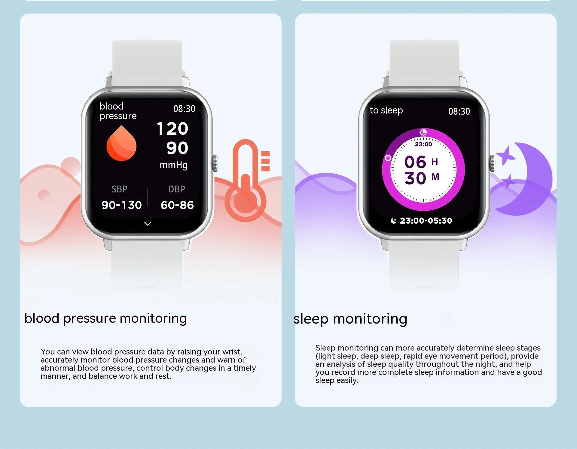 Bluetooth smart watch with colour touchscreen on a wrist, showing heart rate monitoring display.