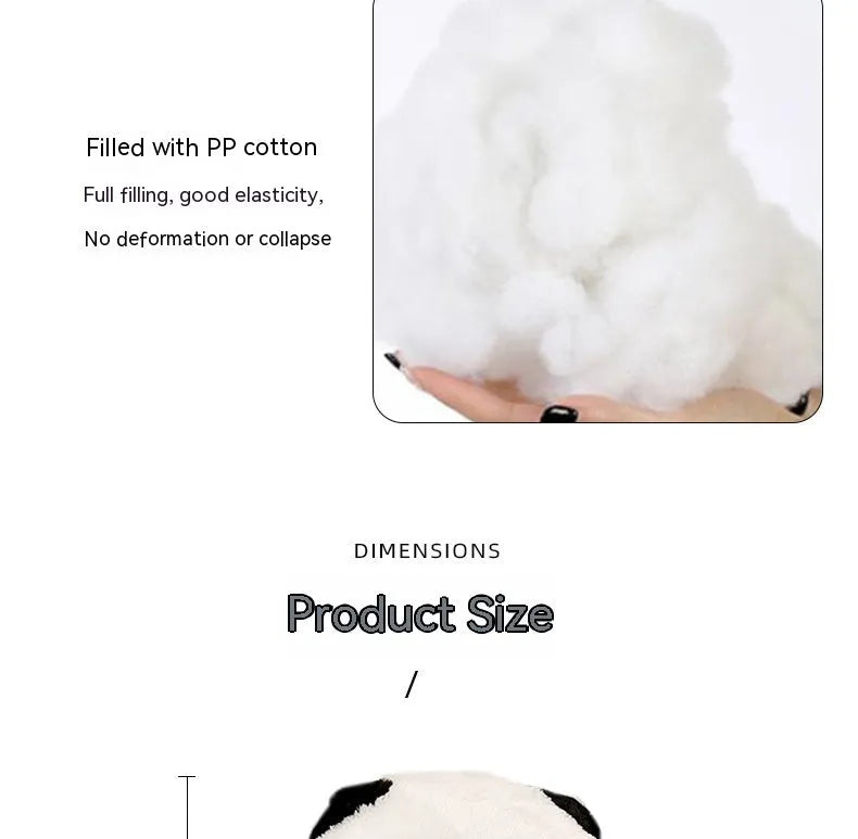 Cartoon panda automotive lumbar support cushion with plush material in rabbit fur or honeycomb black and white designs