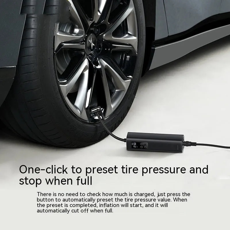 Black Super Mini car digital display inflator with compact 18cm design
