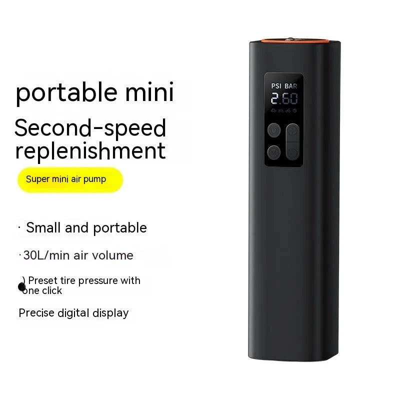 Black Super Mini car digital display inflator with compact 18cm design