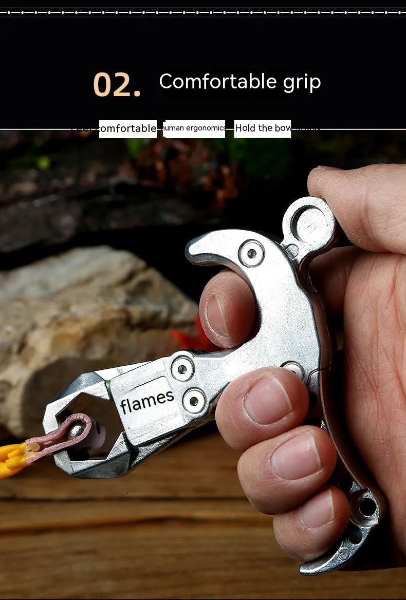 Zinc alloy two-axis archery and harpoon fishing release aid with clip