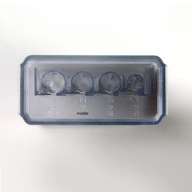 Geometric shaped plastic pencil sharpener with four holes and screwdriver accessory