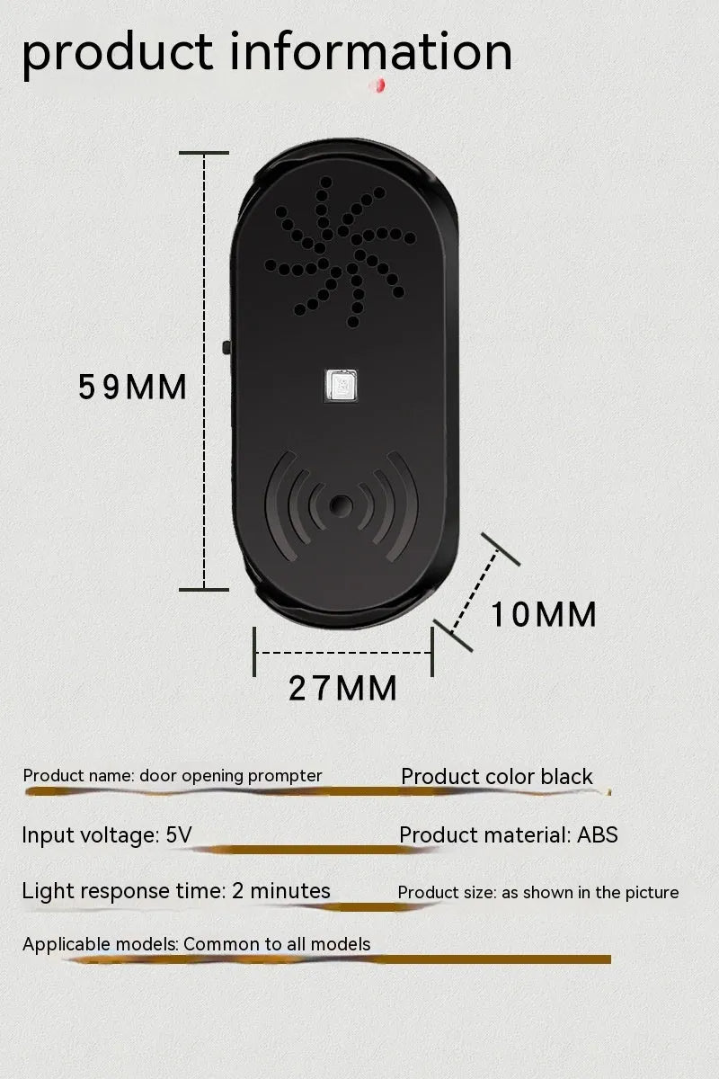 Black ABS car door reminder with infrared sensor for vehicle door opening detection alarm