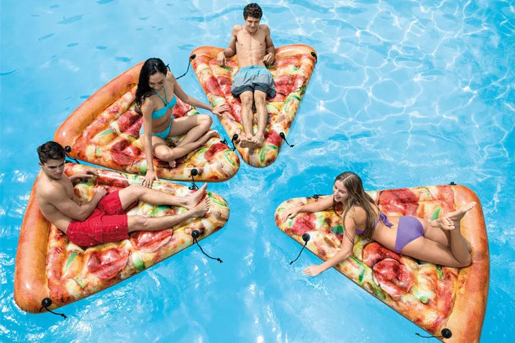 Pizza themed inflatable surfboard recliner float measuring 175cm by 145cm