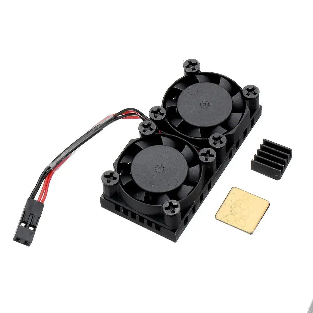 Raspberry Pi twin fan radiator cooling set with two heat sinks and cooling fins