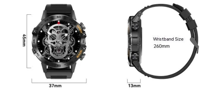 Bluetooth calling smart watch with IPS touch screen on a black silicone strap.