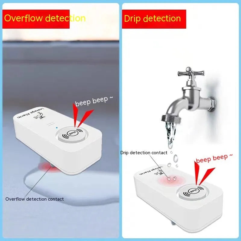 Independent overflow sensor alarm unit for water detection in warehouses and homes.