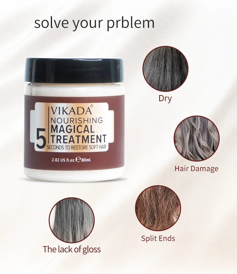 Deep moisturising hair mask in 80ml container for damaged hair treatment with 2-5 minute application