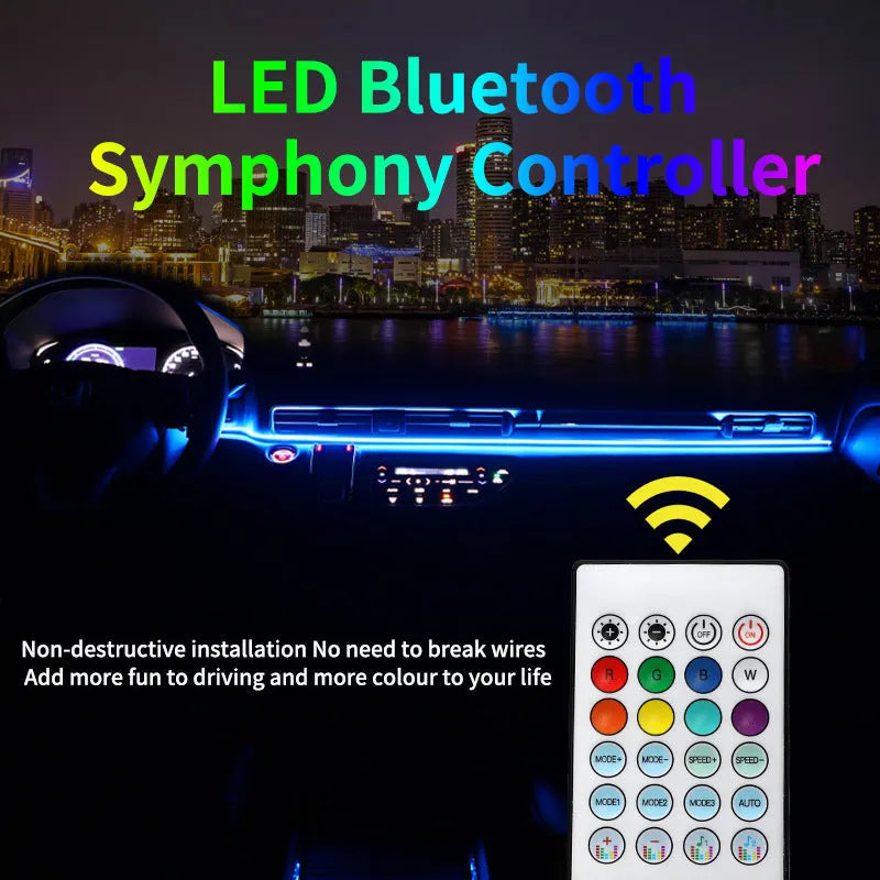 Car central control ambience light with aluminium alloy construction and remote control