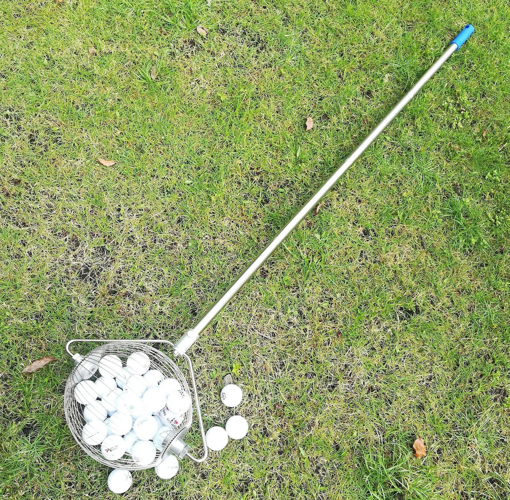 Stainless steel golf ball picker retriever tool with metallic finish