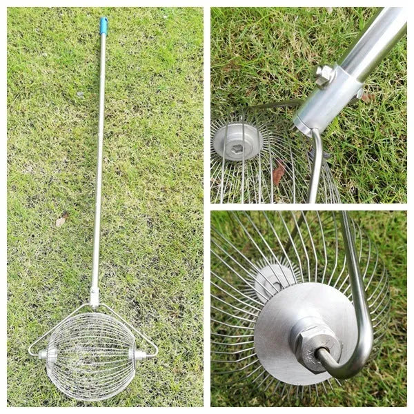 Stainless steel golf ball picker retriever tool with metallic finish