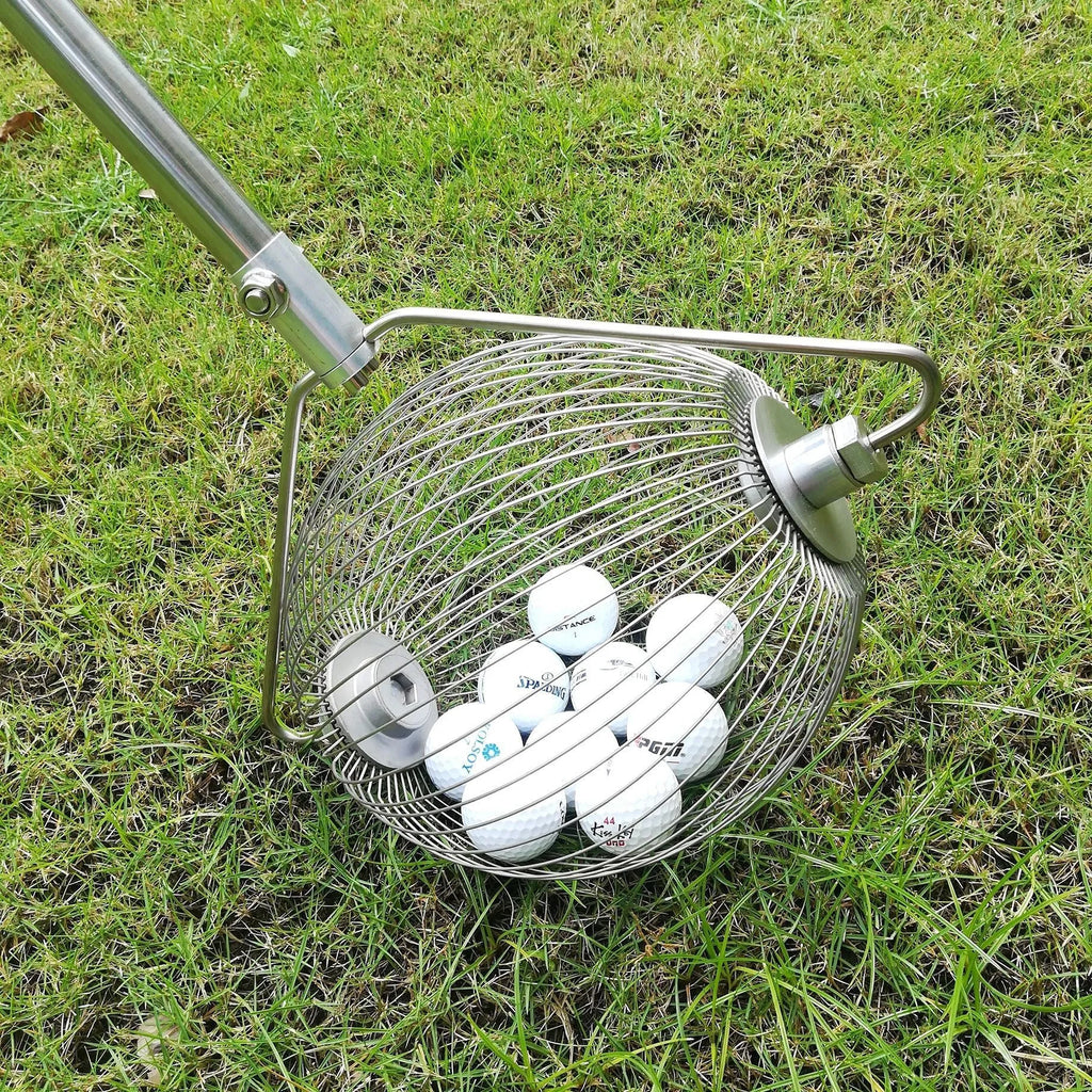 Stainless steel golf ball picker retriever tool with metallic finish