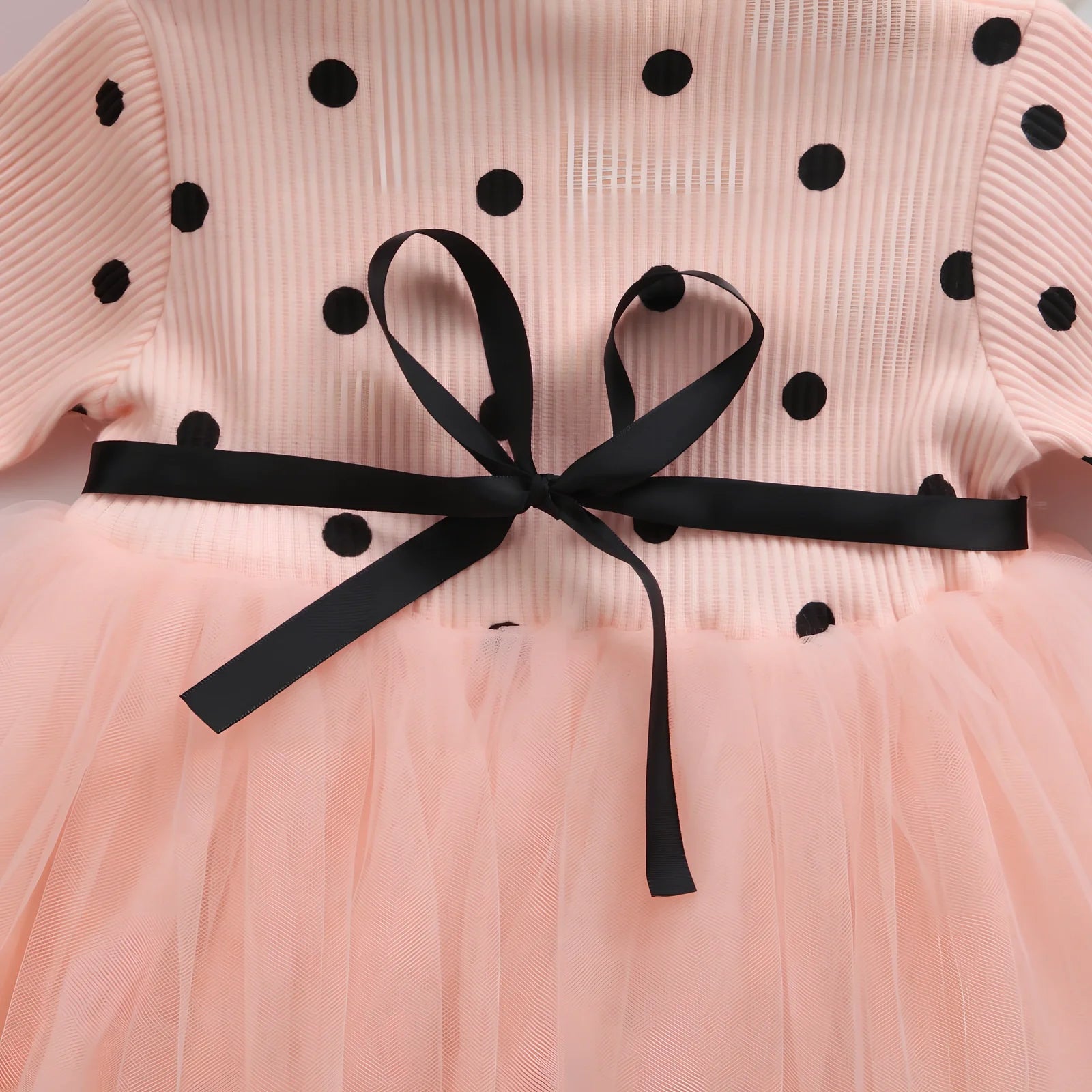 Baby girls long sleeve tutu lace dress in black, pink or white for ages 3-8 years