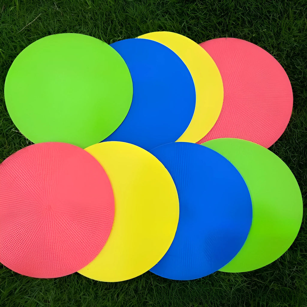 TPE football training marker disc in multiple colours showing 23cm diameter size