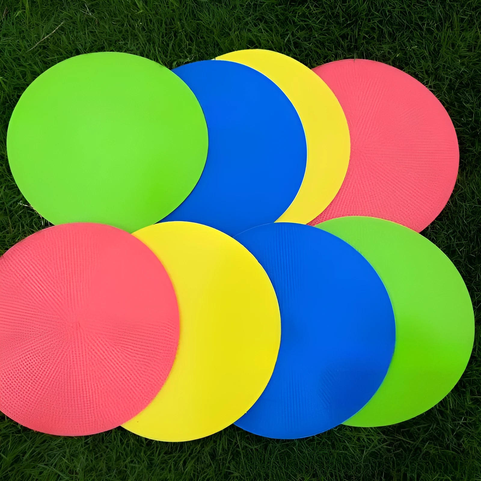 TPE football training marker disc in multiple colours showing 23cm diameter size