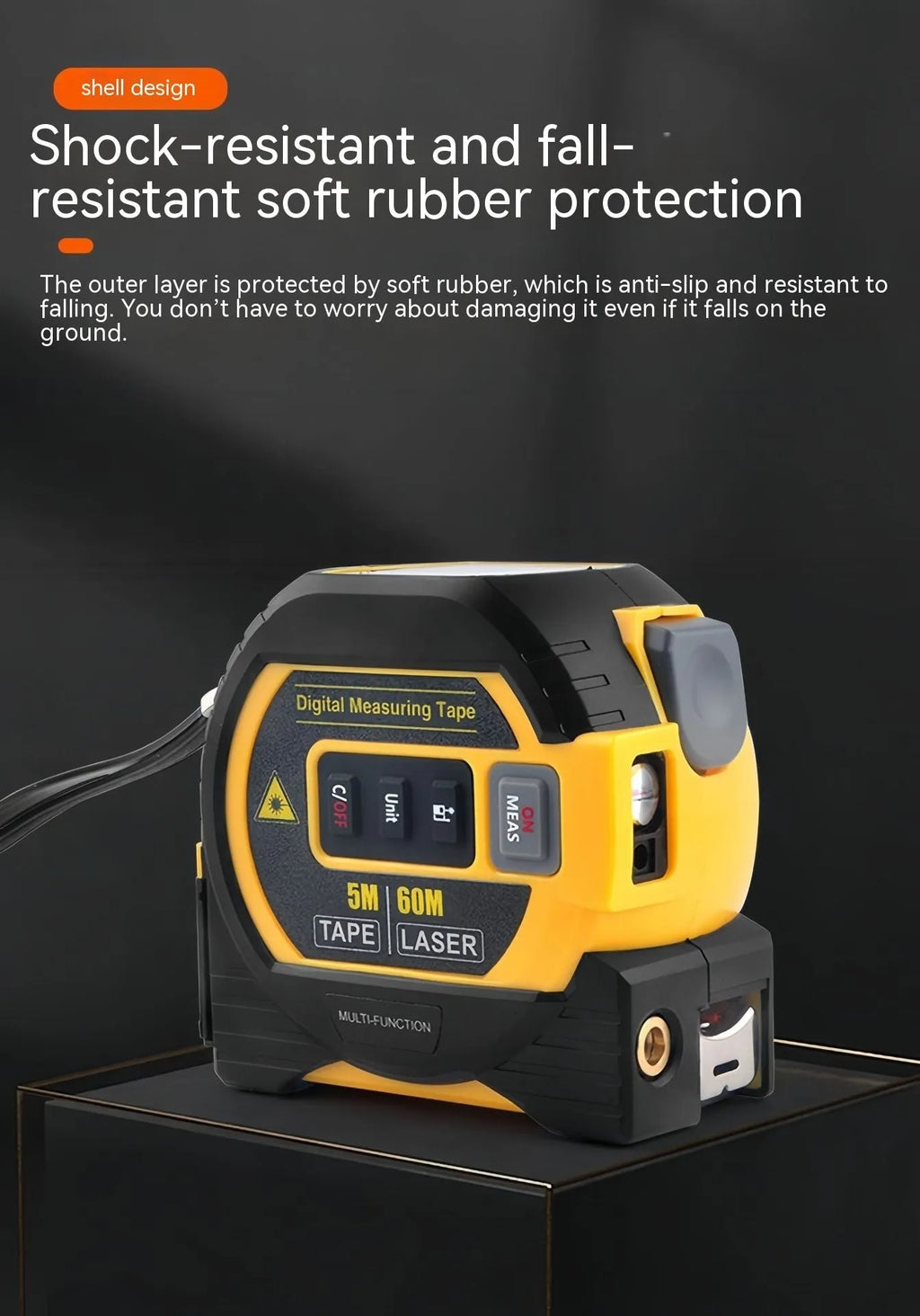 Laser range finder infrared distance measuring tool ABS TPR body 40m or 60m range blue or yellow colour