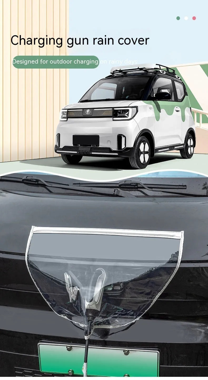 Black PVC electric vehicle charging gun rain cover with magnetic strips.