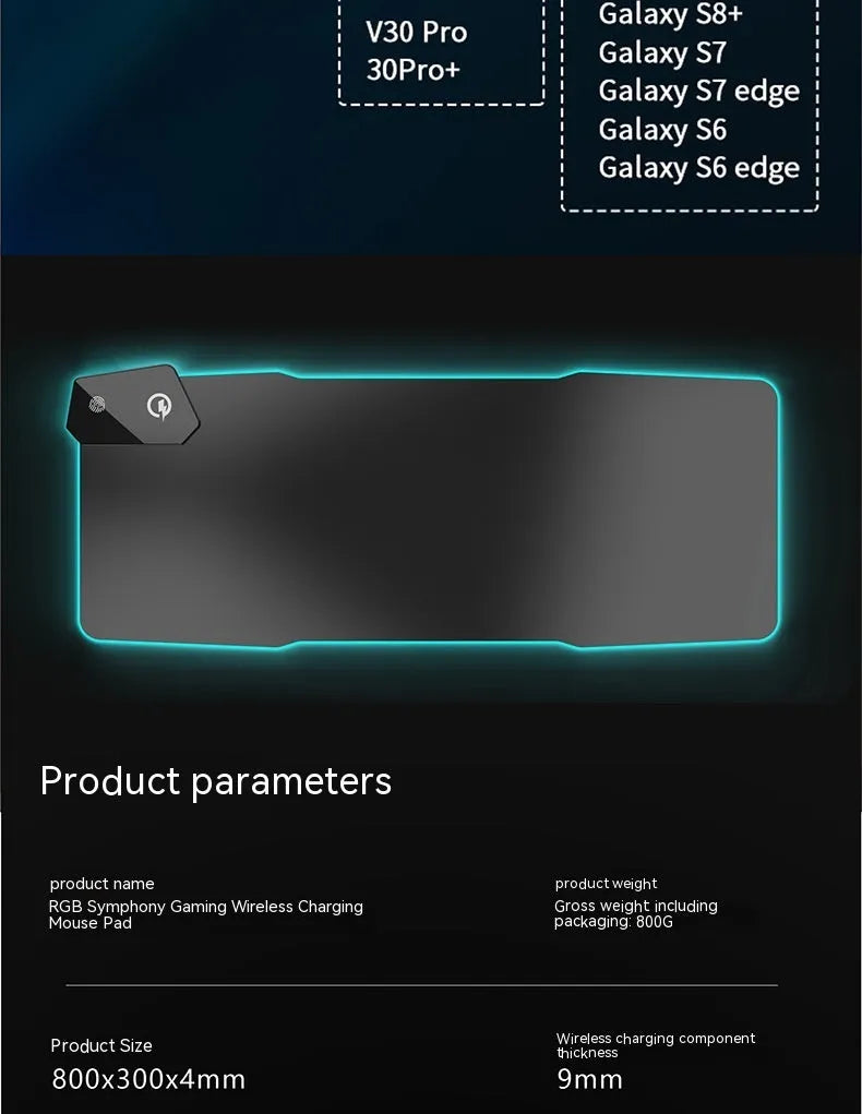 Black mech style gaming mouse mat with TYPC interface, 300x800mm dimensions on natural rubber base