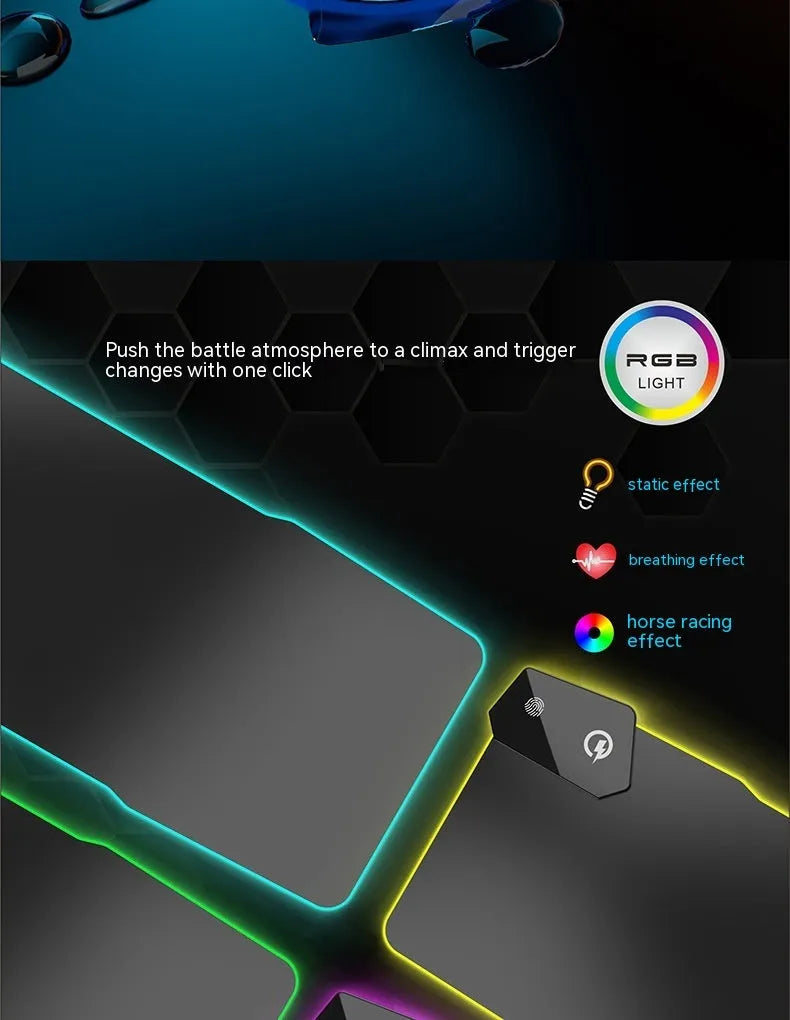 Black mech style gaming mouse mat with TYPC interface, 300x800mm dimensions on natural rubber base