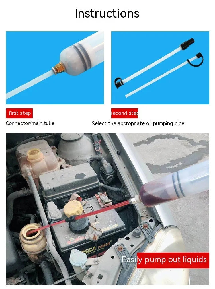 Manual pumping barrel oil change tool with dual suction injection capability