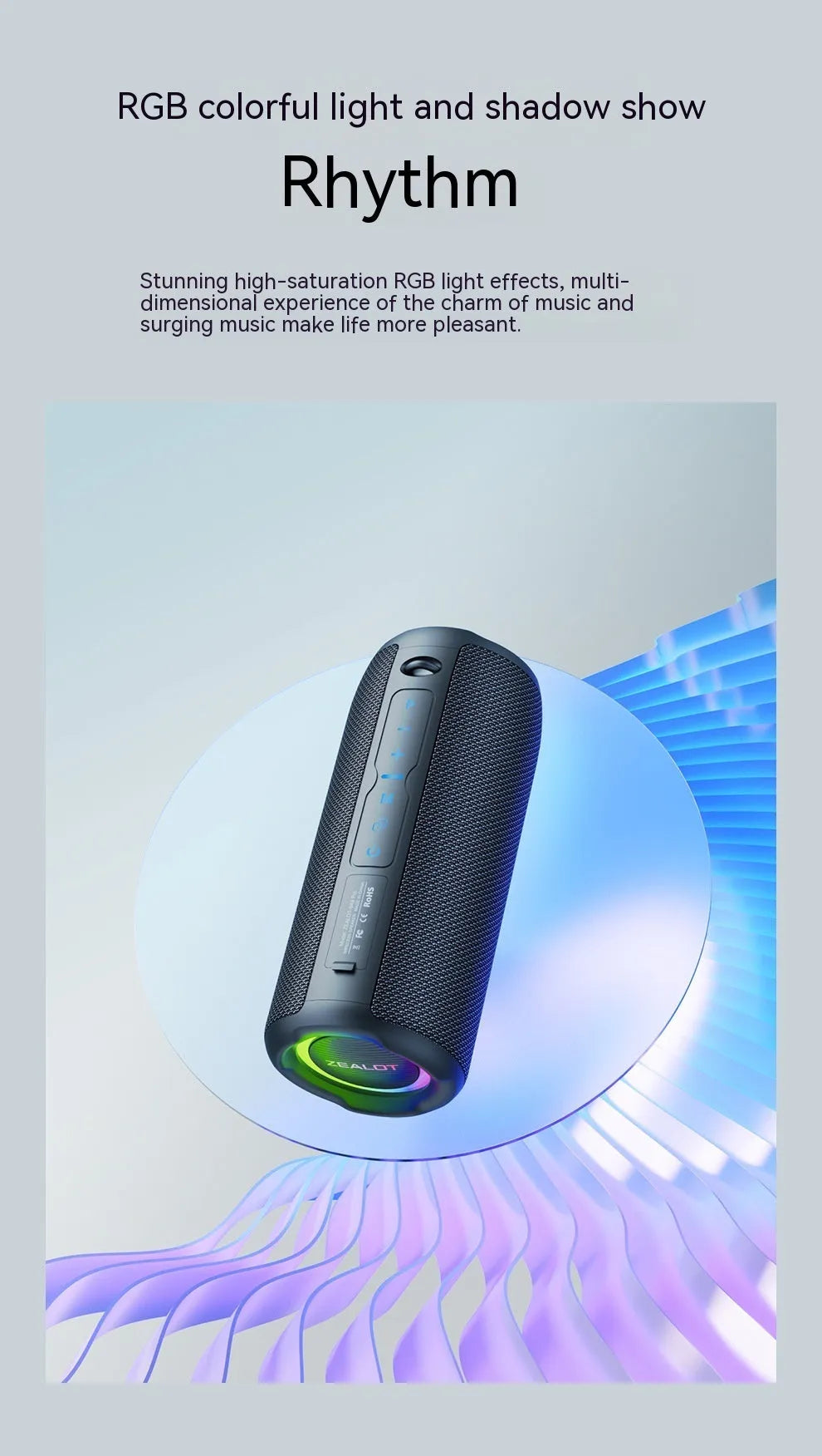 Outdoor Waterproof Vehicle-mounted S49Pro Wireless Bluetooth Speaker with 20W Bass, 3600mAh Battery, 6-7 Hour Playback, 57mm Dual Speakers, ABS Waterproof Cloth Wrapper, Black, USB Powered