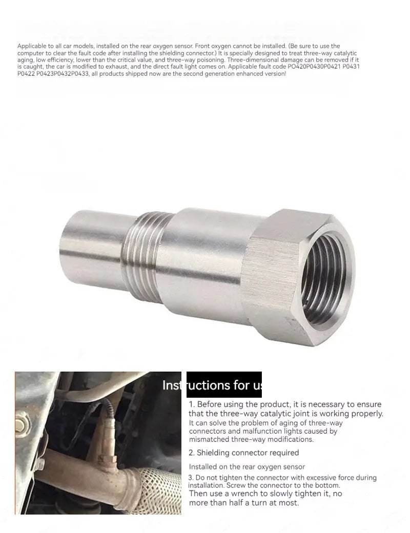 304 stainless steel oxygen sensor diagnostic adapter for OBD tools.