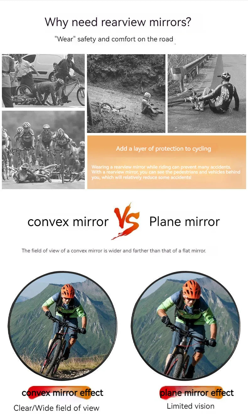 Black nylon bicycle rear-view mirror showing wrist mounting and adjustable viewing mechanism