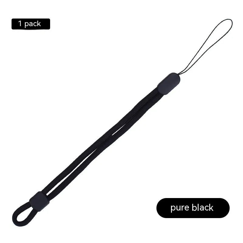 Adjustable nylon mobile phone lanyard wrist strap 20cm in black and white jacquard weave