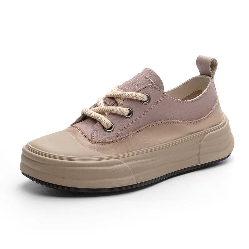 Women's matcha green leather platform sneakers with high ankle cut and lace-up front.