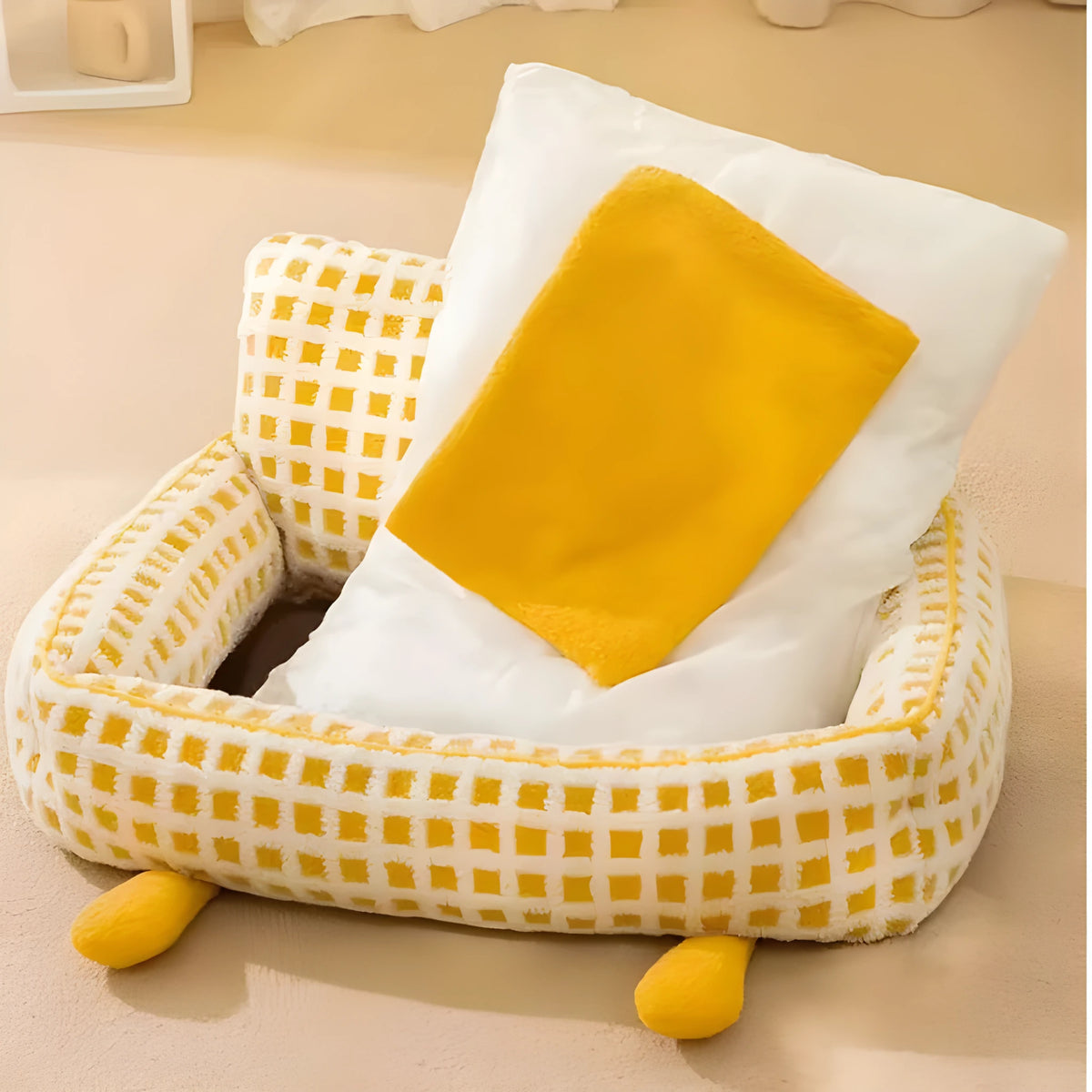 Seasonal universal detachable washable dog bed in yellow big eyes cute colour for dogs up to 40kg