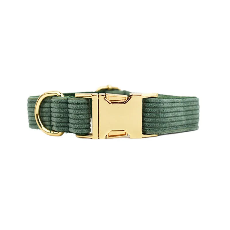 Corduroy texture dog collar in various colours with adjustable buckle closure