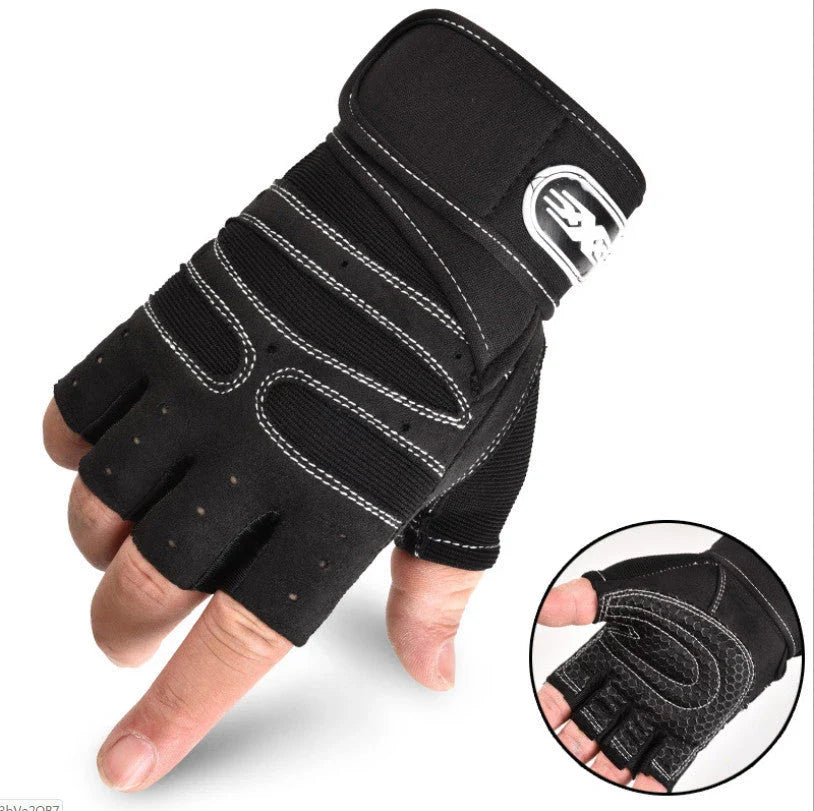 Breathable half finger cycling gloves with adjustable wrist support and anti-slip grip