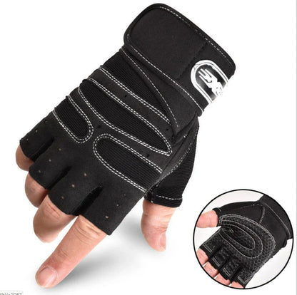 Breathable half finger cycling gloves with adjustable wrist support and anti-slip grip