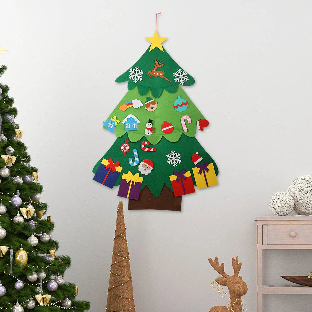 DIY Felt Christmas Tree Window Decoration Pendant for kids, green, 115x80cm