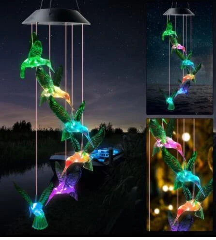 Enchanting solar-powered windchime with color-changing LED lights and chime melody for outdoor decor