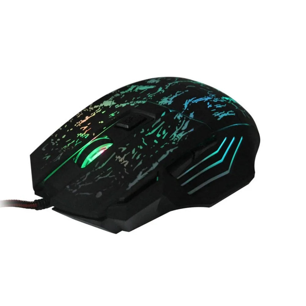 Black wired optical gaming mouse with ultra-thin transparent shell and luminous LED, 7 buttons, 1.5m USB cable