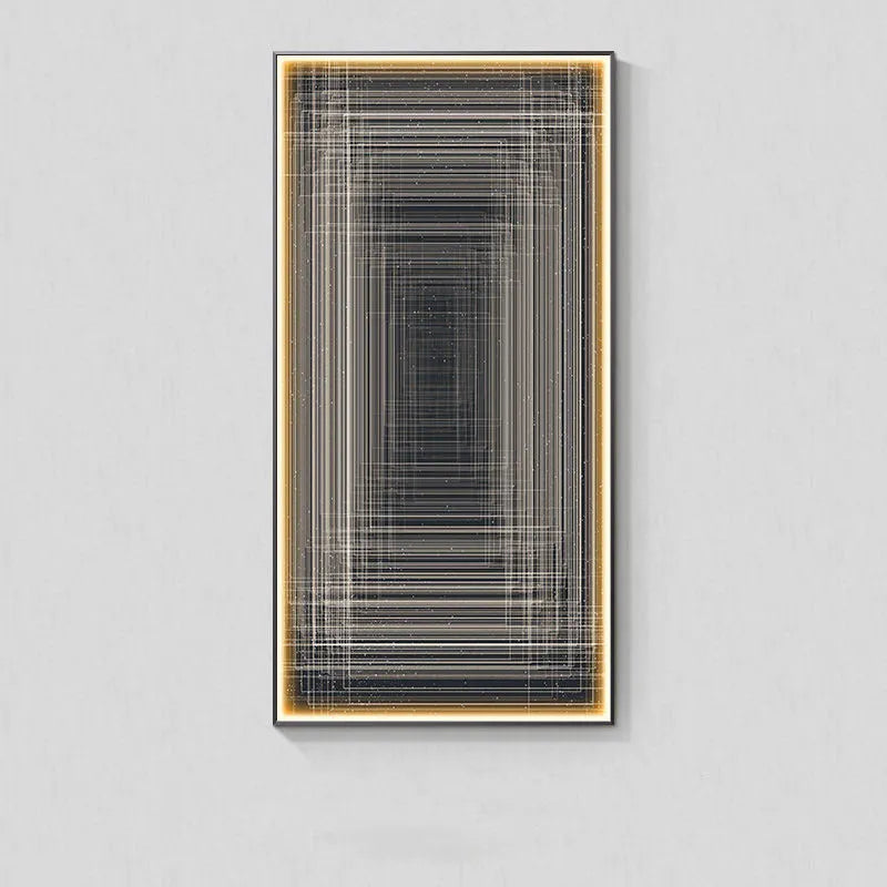 Modern light luxury abstract canvas wall art in black aluminium frame, 60x120cm size, hanging in a living room